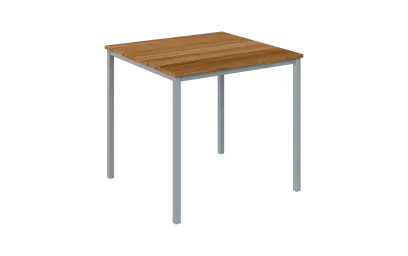 JPT 80 Jídelní stůl 800 x 800 mm, deska ořech světlý / podnož stříbrná